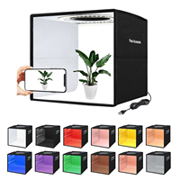 245mm Desktop Photo Studio Light Box Photography Adjustable Brightness Shooting Tent Kit With 96LED Lights 12 Colors Backdrops