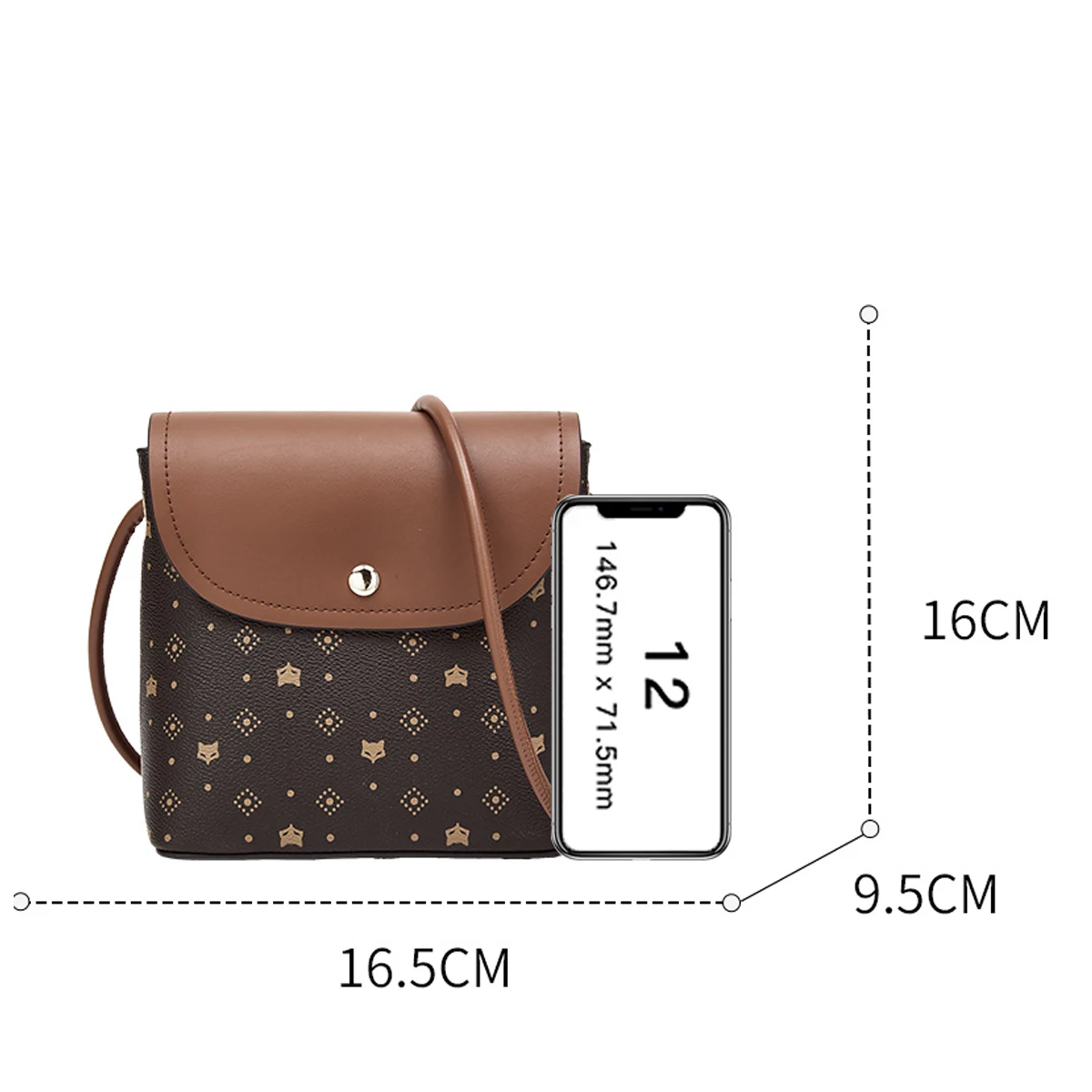 FOXER Brand Women's Classic Presbyopic Shoulder Bag Vintage Monogram Square Crossbody Bag PVC Leather Lady new Mini Shopping Bag