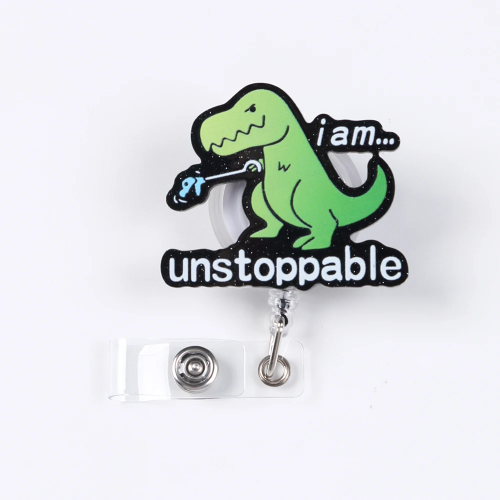 الكرتون الحيوان شارة بكرة قابل للسحب حامل شارة أكريليك بكرة ID كليب ديناصور كوالا التمساح كليب ل ممرضة مكتب طالب