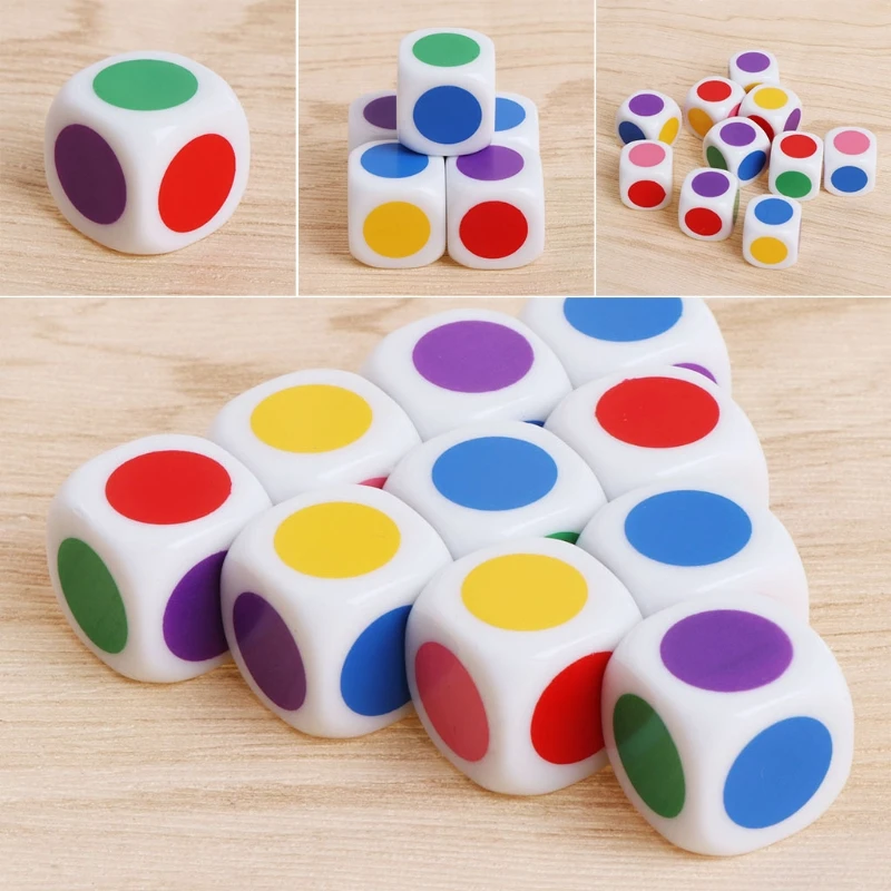 Y1UB – Cubes multicolores en acrylique 15mm, 10 pièces, perles à Six côtés, jeux Table portables, jouet