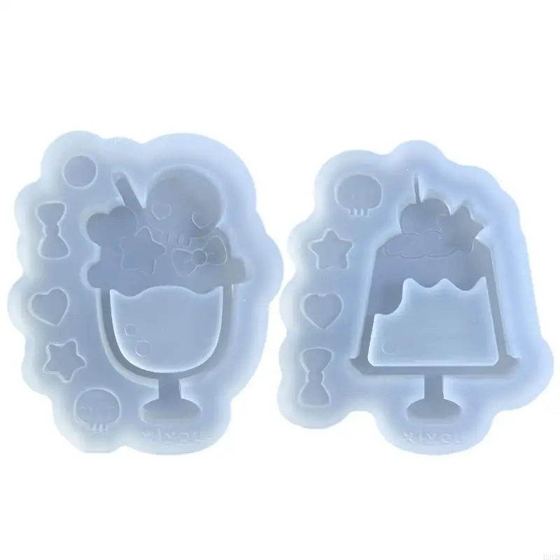 H9ED Moulds Resin Shaker Molds Resin Casting Shaker Mould Ice Cream Shaped Silicone Material DIY Jewelry Accessory