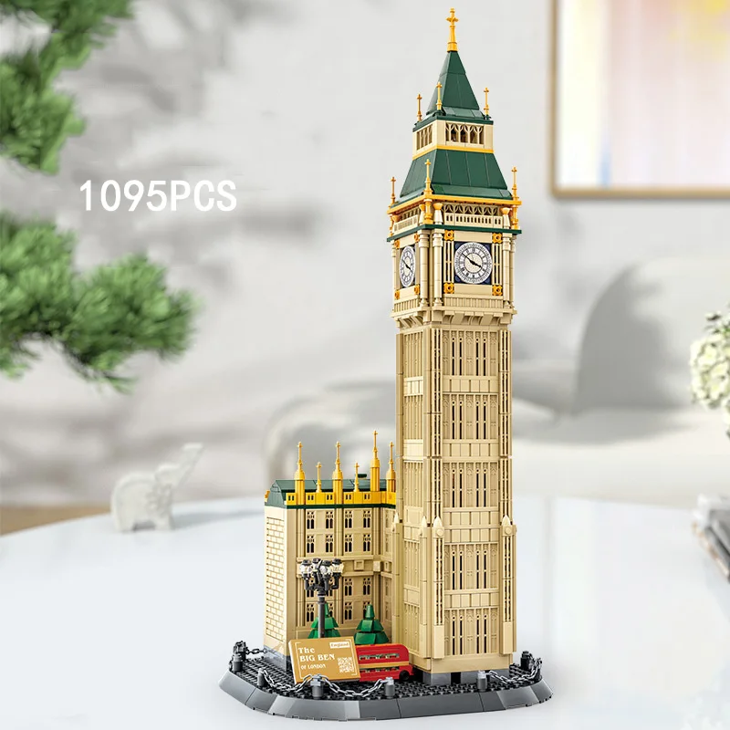 Bloc de Construction Big Ben, Architecture historique britannique, angleterre, londres, Elizabeth, tour d'horloge, brique, modèle de Construction, jouets