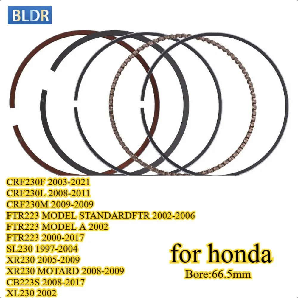 Kit de Anillos de Pistón para Cilindro de Motocicleta de 66.5mm 67mm 230cc para Honda CRF230F CRF230L CRF230M FTR223 SL230 XR230 XR230 CB223S XL230