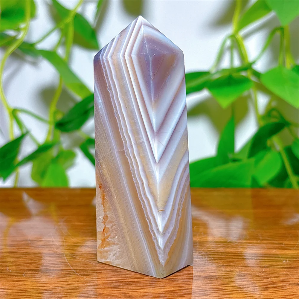 Violet Line Agate Tower Crystal Natural Stone Quartz Stone Minerals Home Decoration Reiki Craft Gifts Energy Healing Spiritual