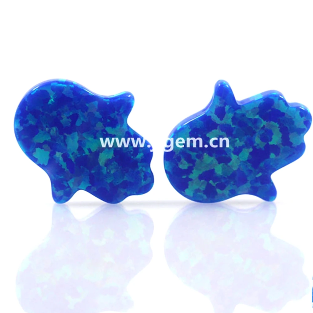 

(2Pcs-20Pcs/Lot)11x13mm Hamsa High Quality OP05 Dark Blue Fatima Hand Synthetic Opal Stone For Jewelry Making