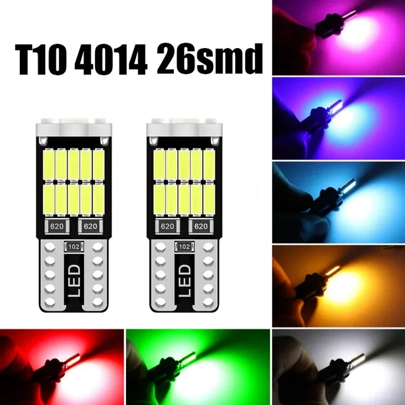 10pcs Led Canbus W5W T10 194 Car Light Bulb 26SMD 4014 Auto High Bright Wedge License Plate Clearance Dome Door Lamp