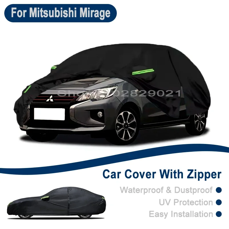 

Outdoor Full Vehicle Cover For Mitsubishi Mirage - Side Zipper Design, Waterproof Dustproof Sun Protection Car Cover