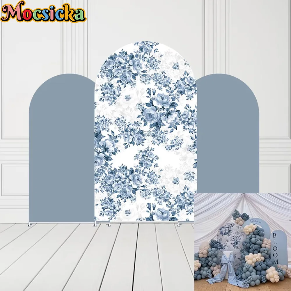 

Mocsicka 2-сторонняя арка синие цветы розы украшения фон детский душ арка стены детский день рождения студия фото баннер