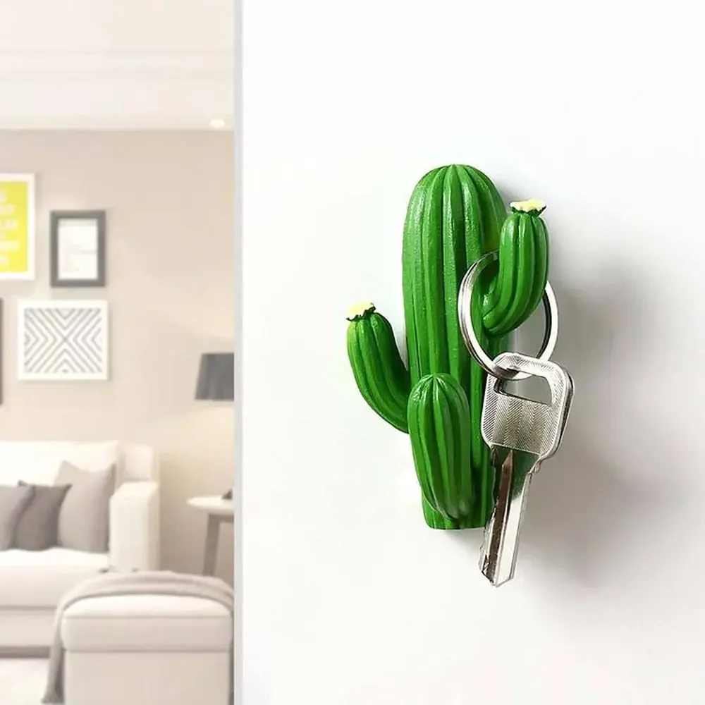 Creative Resin Cactus Wall Hook, Key Hanger, Self-adhesive Plants Hooks, Three-Dimensional Hanger, Home Decoration Accessories