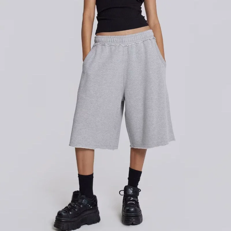

Deeptown Gray Women Basic Shorts Oversized Korean Fashion Jogger Short Pants Men Hip Hop Casual Harajuku Baggy Jorts Streetwear