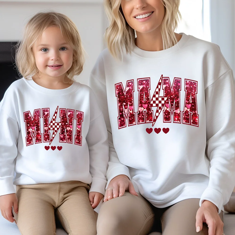 Mommy and Me Outfits Valentine‘s Day Gift From Daughter Matching Mama and Mini Shirts Mama Mini Love Sweatshirts Clothes