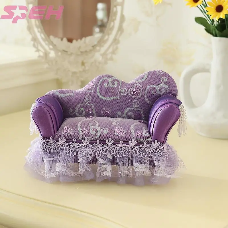 Original design jewelry box  a box of large capacity web celebrity with mini european-style furniture purple heart flower bud