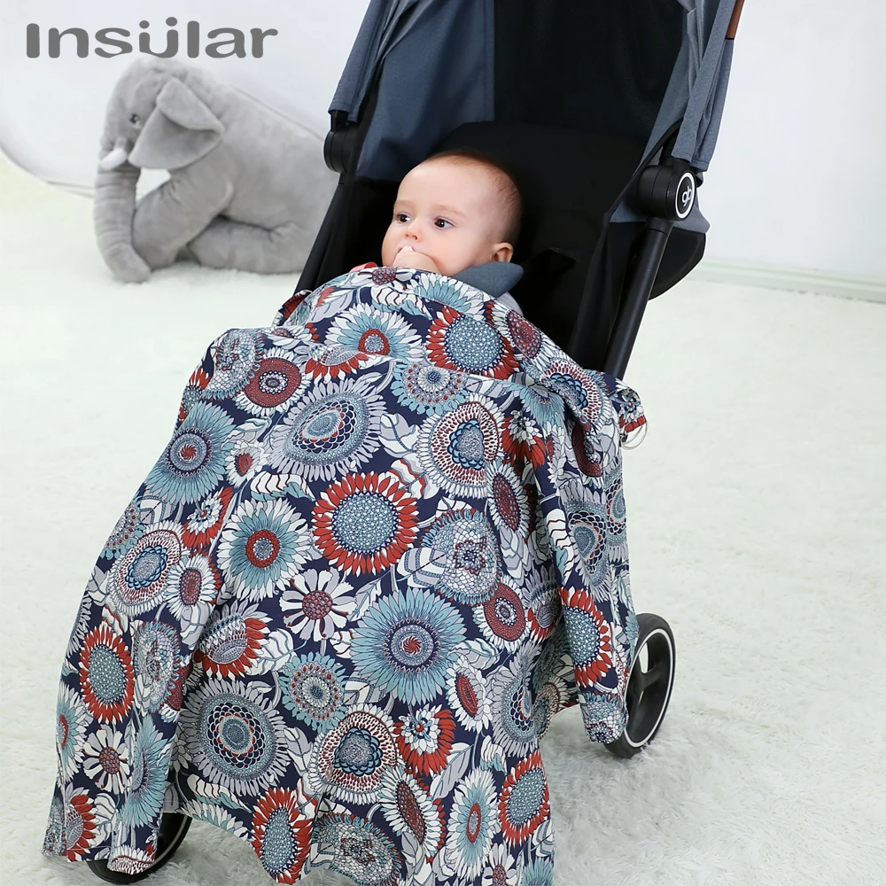 INSULAR Maternity Nursing Breastfeeding Privacy Cover Baby Stroller Blanket Printed Breastfeeding Scarf Nursing Covers 100*70cm