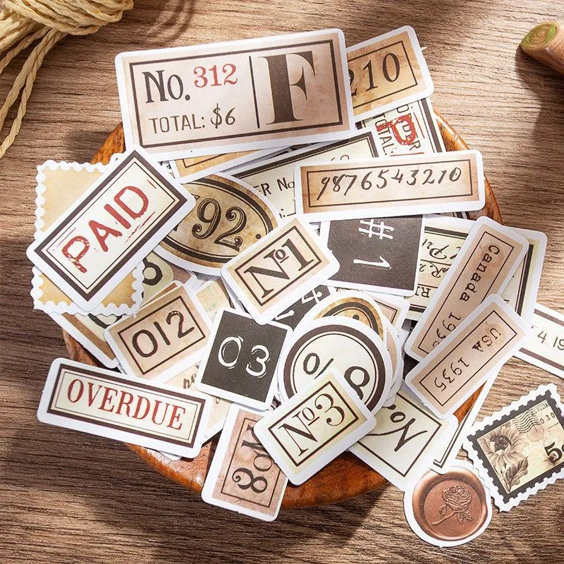 94PCS Vintage Number & English Frame Stickers High-Quality Scrapbooking Materials for Journal Collage LanLanStickersWorld Store
