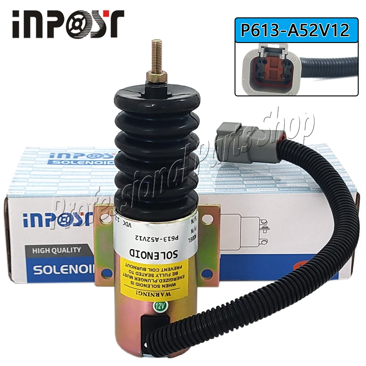 

P613-A52V12 Shut Down Solenoid 12V 195-8811 For CAT CB-434D CB-534D CB-564D CB-634D