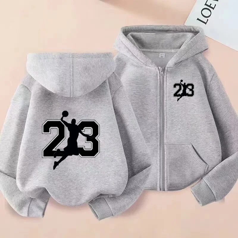 

Kids Autumn Cardigan Zipper Style Charming Loose Leisure Sports Letter Idol Star No.23 Hoodie Girls Boy3-12Yrs Casual Sweatshirr