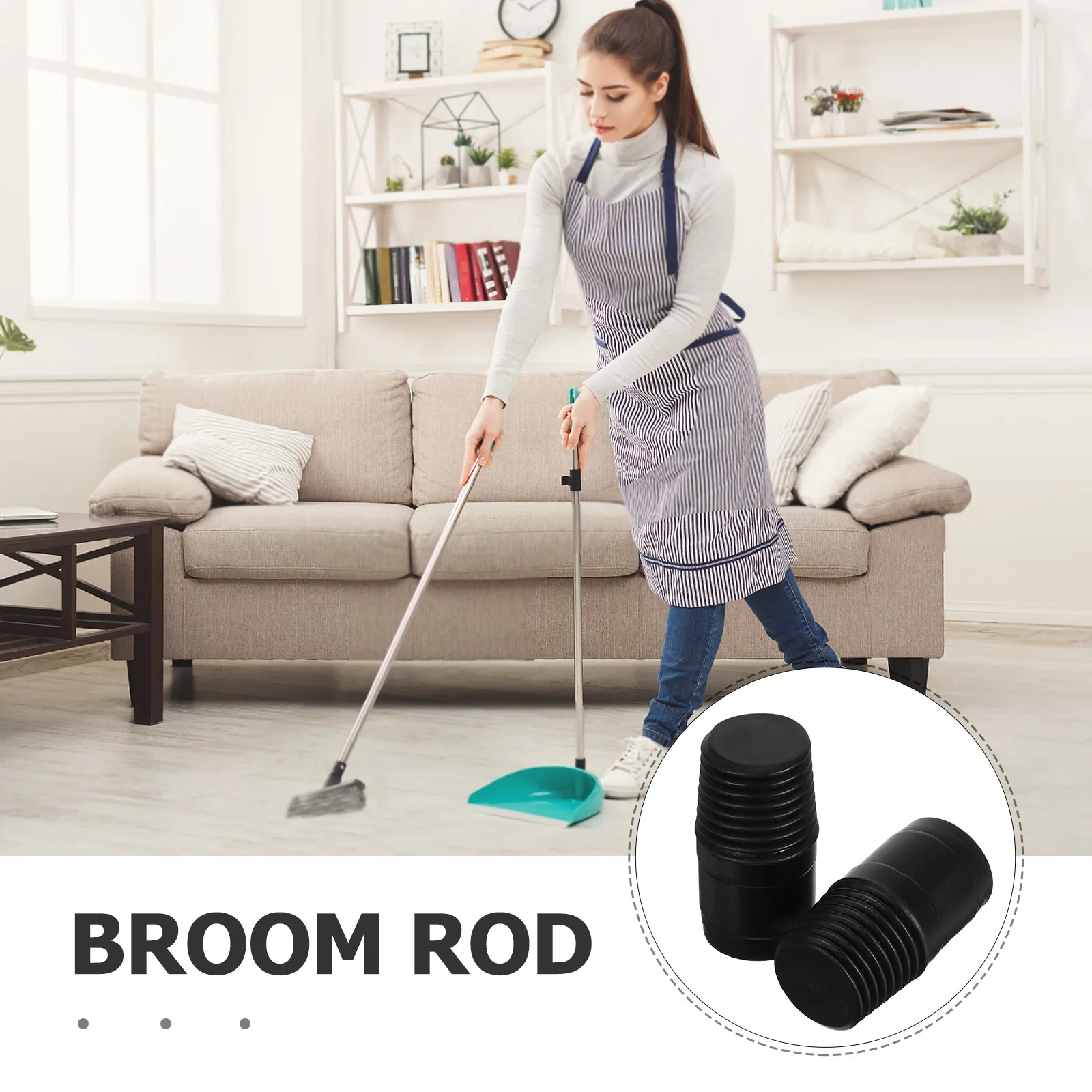 2Pcs Heavy Duty Threaded Broom Handle Adapter Mop Extension Rod Connector Compatible with Telescopic Straight Poles Easy