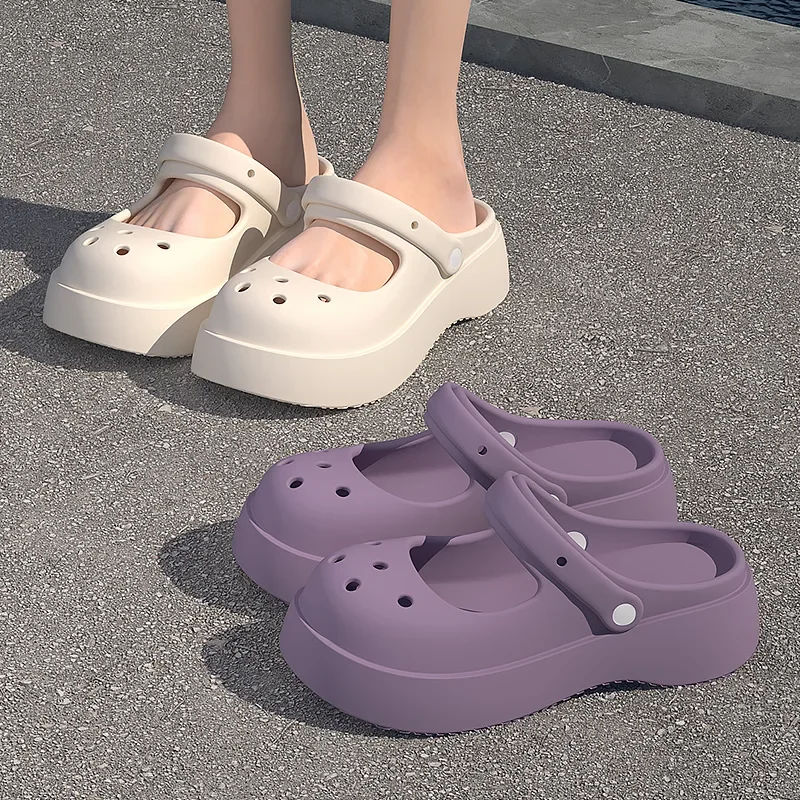 Fashion Outwear Two Wear Style Sandal Women 2023 Summer Platform Anti Slip Sandal Women Soft Sole Breathable Slipper Ladies Shoe