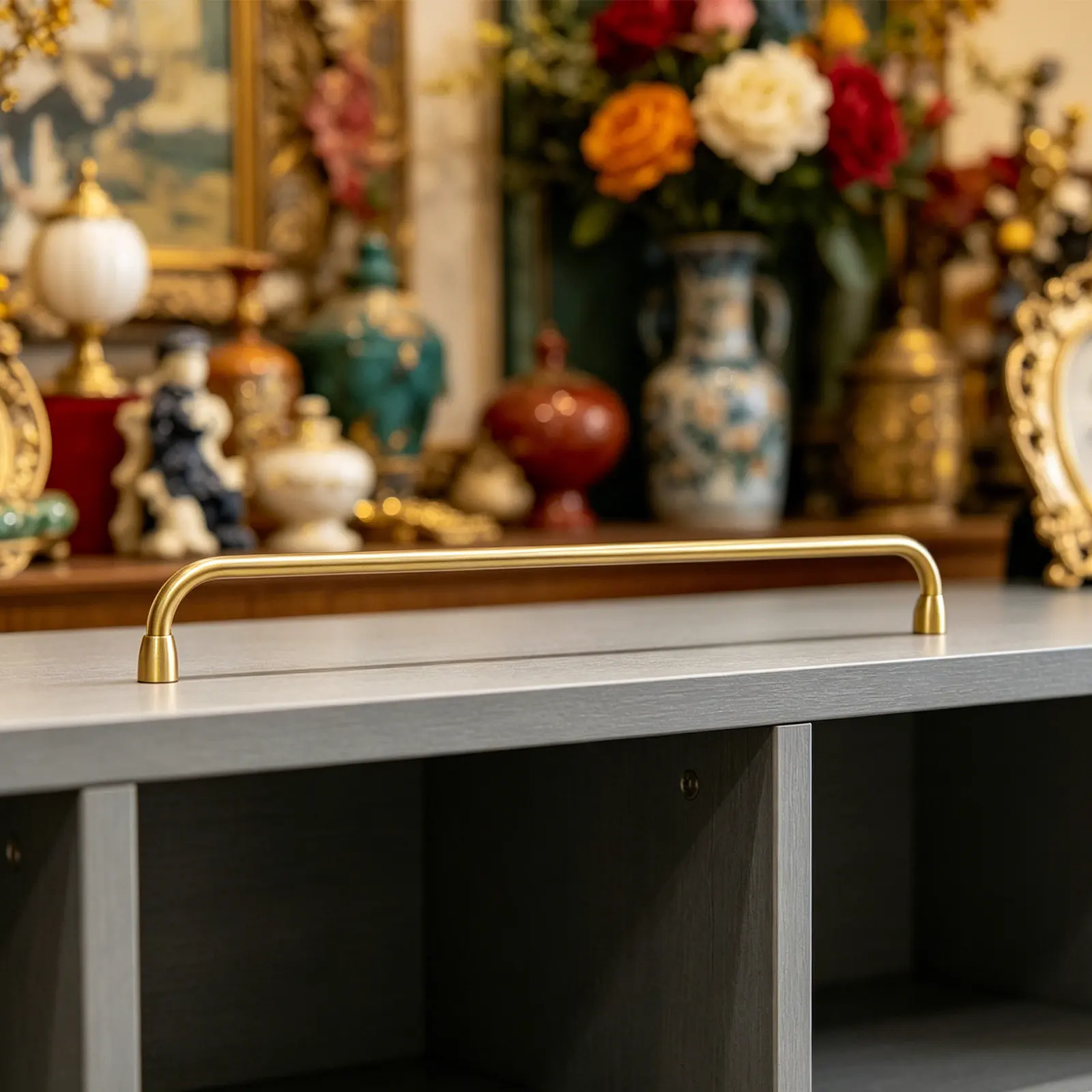 40Cm Gold Aluminum Wine Cabinet Rail Shelf Front Guard Rail Anti Fall Retaining Bar Kitchen Display Shelf Edge Stop