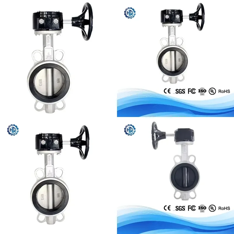 HanQian Water and Wastewater Treatment Applications Stainless Steel Turbine Wafer Butterfly Valve with PTFE Seal D371X-10P