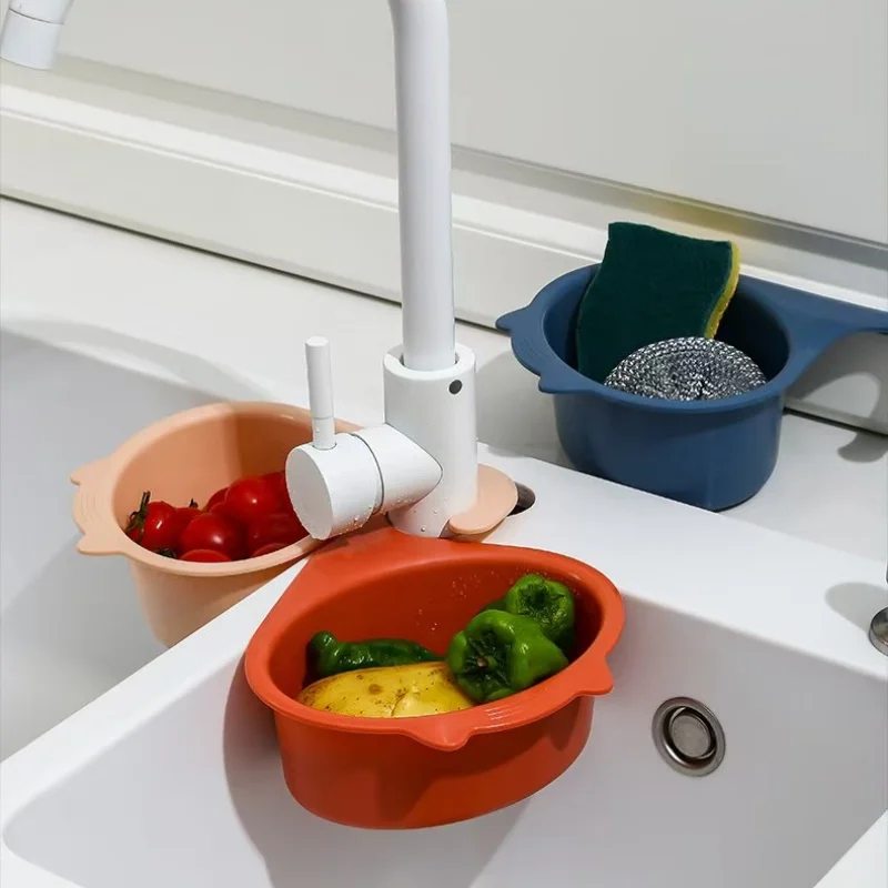 1pc Cat water basin drain basket for dry and wet separation in kitchen faucet drain rack