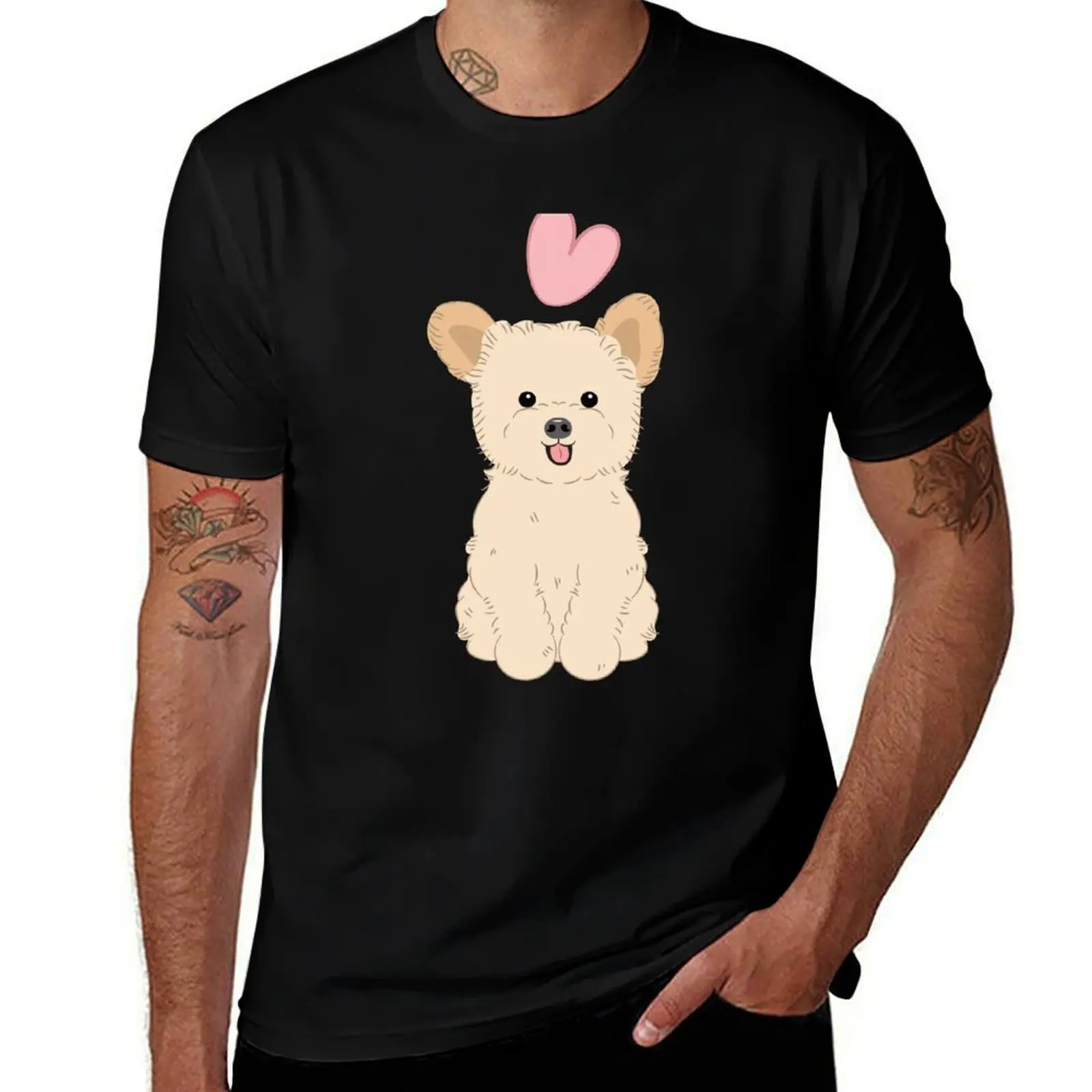 LOVE Cream Apricot Pomapoo Pomerenian Poodle Mix T-Shirt Lightweight Casual Summer T-Shirt