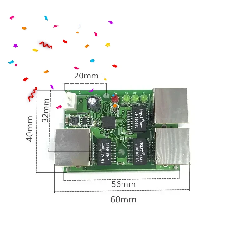 Scatola di cablaggio di rete a basso costo estensione della distanza di conversione dati Mini Ethernet 3 porte 10/100Mbps modulo switch rete splitter