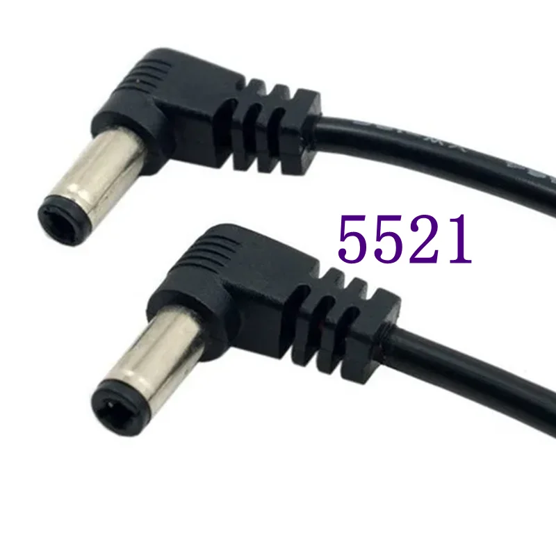 90 Degree Double Elbow DC Power 5.5 x 2.1mm Male to 5.5 2.1/2.5mm Male Plug Cable Right Angled 90 Degree