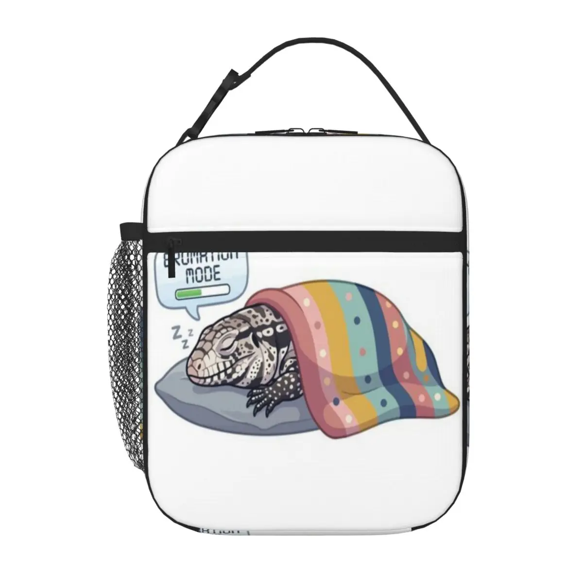 Bestselling Brumation Mode Sleepy Argentine Tegu Winter Nap Striped Insulated Tote Mountain Trip Lunch Box Bag