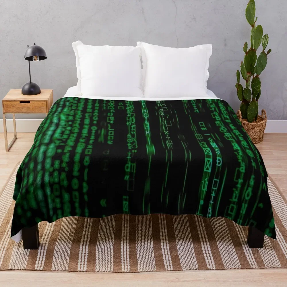 

Stuck in the Matrix - Matrix code pattern Throw Blanket manga Soft Big Blankets