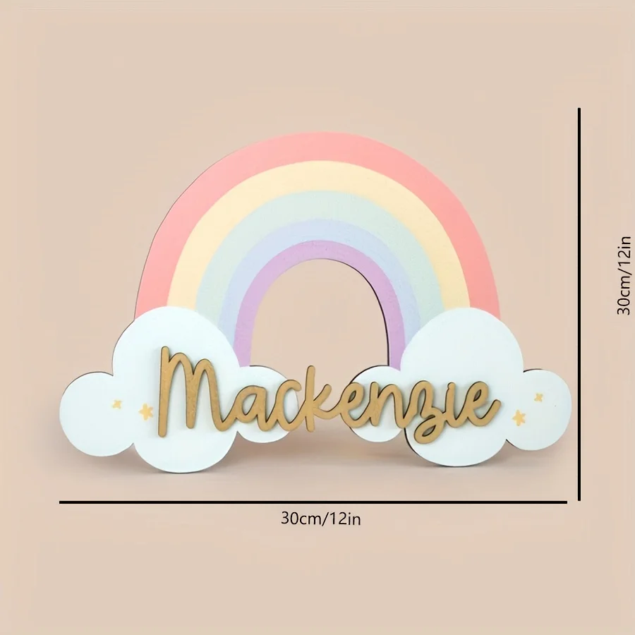 A personalized cloud rainbow text customized wall decoration, double-layer design name tag modern wall decoration, perfect custo