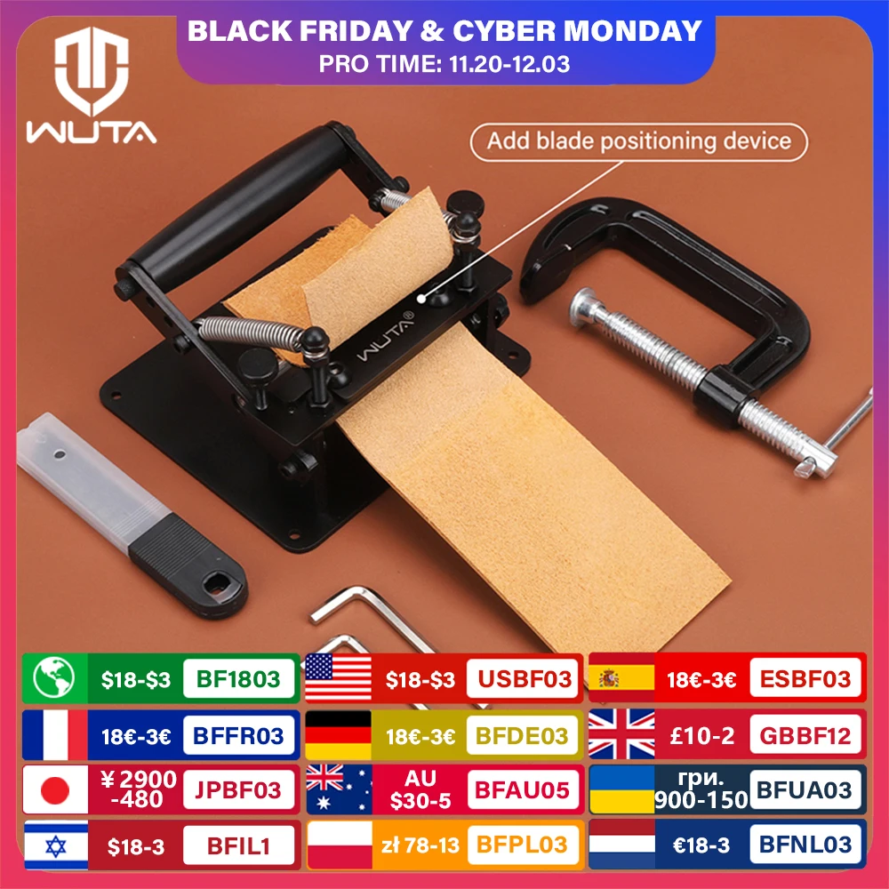 

WUTA Manual Leather Skiving Machine Strip Belt Thinning Skiver Splitter Cowhide Leather Peeling Machine DIY Strap Cutting Tools