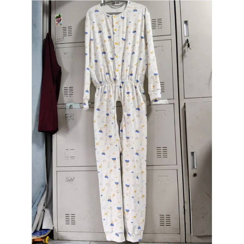 

Adult Cute Cartoon Printed Pure Cotton ABDL Open-crotch Rompers Elastic Waist Soft Cozy Breathable Onesie Pyjamas DDLG Playsuits