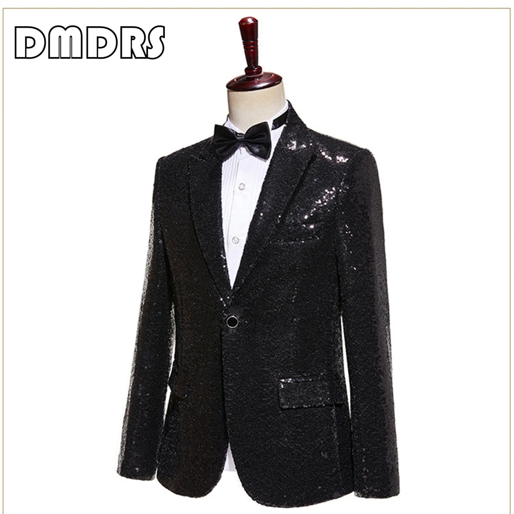 Sequined Men\'s Suit Set Fashionable 2 Pieces Suits Glitter Costume Stage Performance Sparkle Men Tuxedo 2 Pieces Blazer Pants