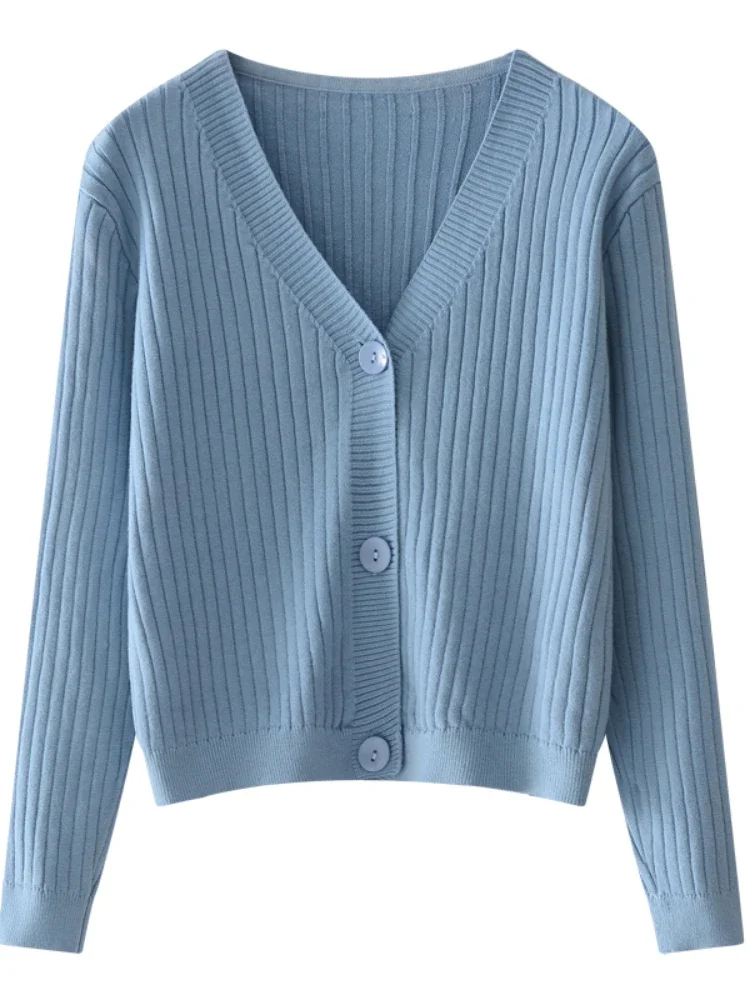 

Zjaiss 2025 Autumn Winter Knitted Cardigans Women Cardigans Sweater V-neck Solid Single Breasted Womens Sweaters