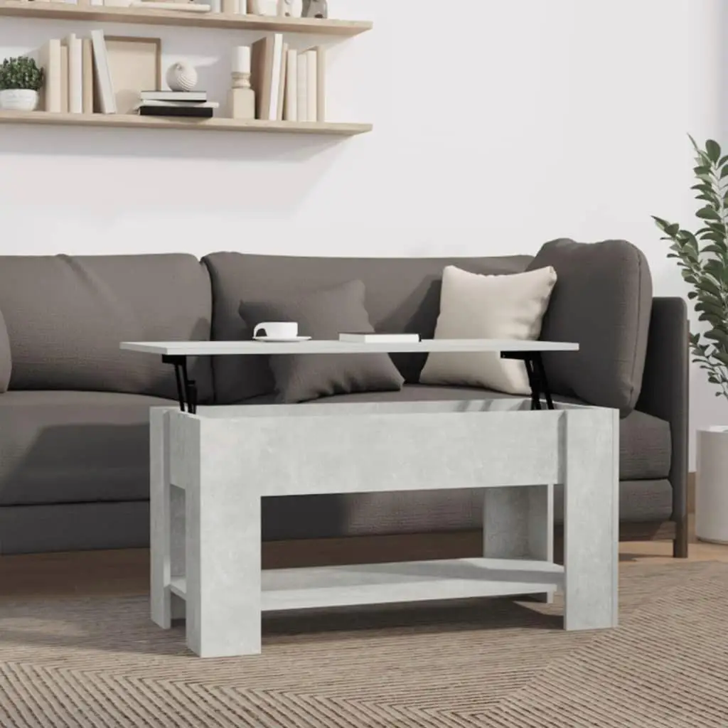 Gray Concrete Coffee Table 39.8x19.3x20.5 Modern Engineered Wood Furniture