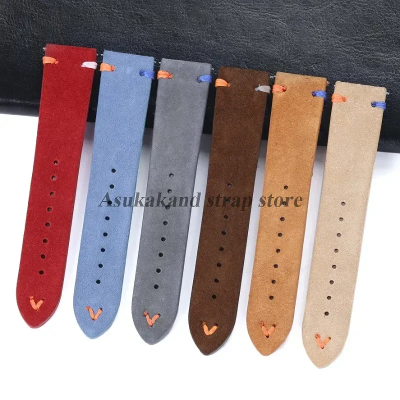 20 มม.22 มม.สายหนังนิ่ม Vintage Handmade เย็บนาฬิกาสําหรับ Samsung Galaxy นาฬิกา 7/6 /5/4 ผู้ชายผู้หญิงสายนาฬิกา