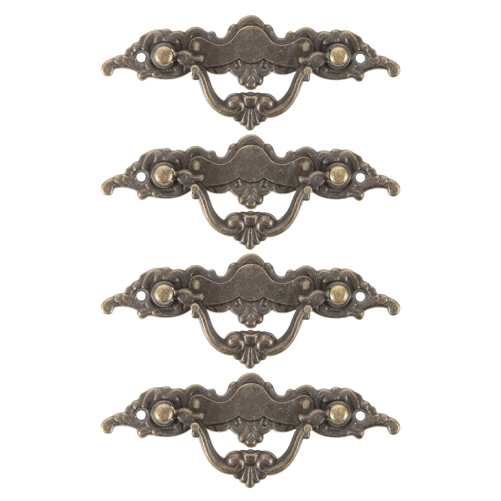 4Pcs Vintage European Style Cabinet Handles Decorative Bail Drawer Pulls Bronze Baroque Furniture Hardware for Wardrobe