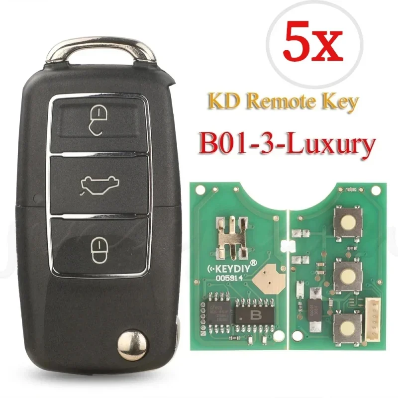 5pcs/Lot KEYDIY KD B01 3 Buttons LUXURY BLACK KD Remote Car Key For KD900/MINI/KD-X2 Programmer B Series Universal Control