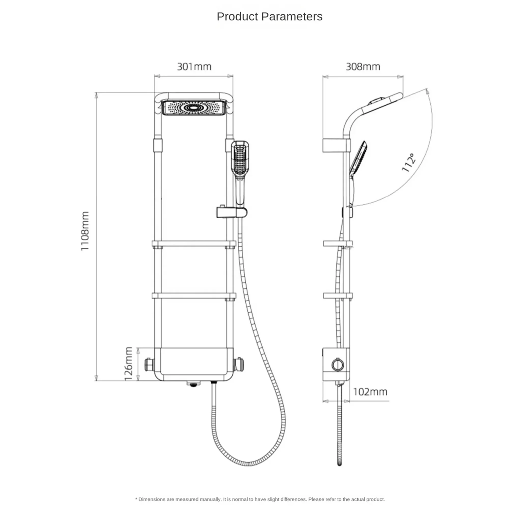 Factory Supplying Wall Mounted Shower Modern Style White High Quality Sliding Shower Bathroom Set