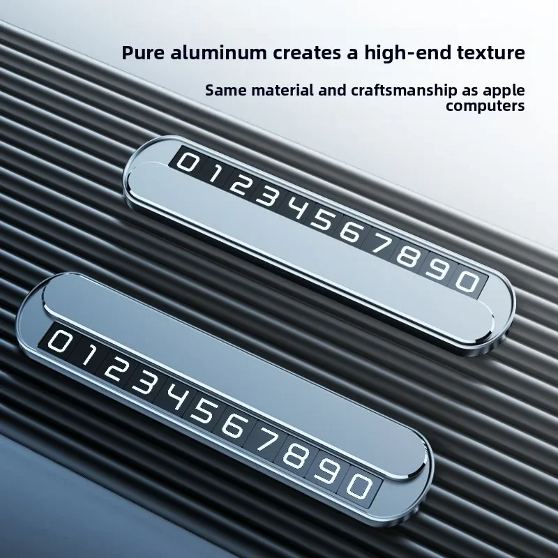 Full Alloy Dual Number Parking Plate, Luxury Temporary Phone Sign, Premium Dashboard Card for Auto Interior Accessories