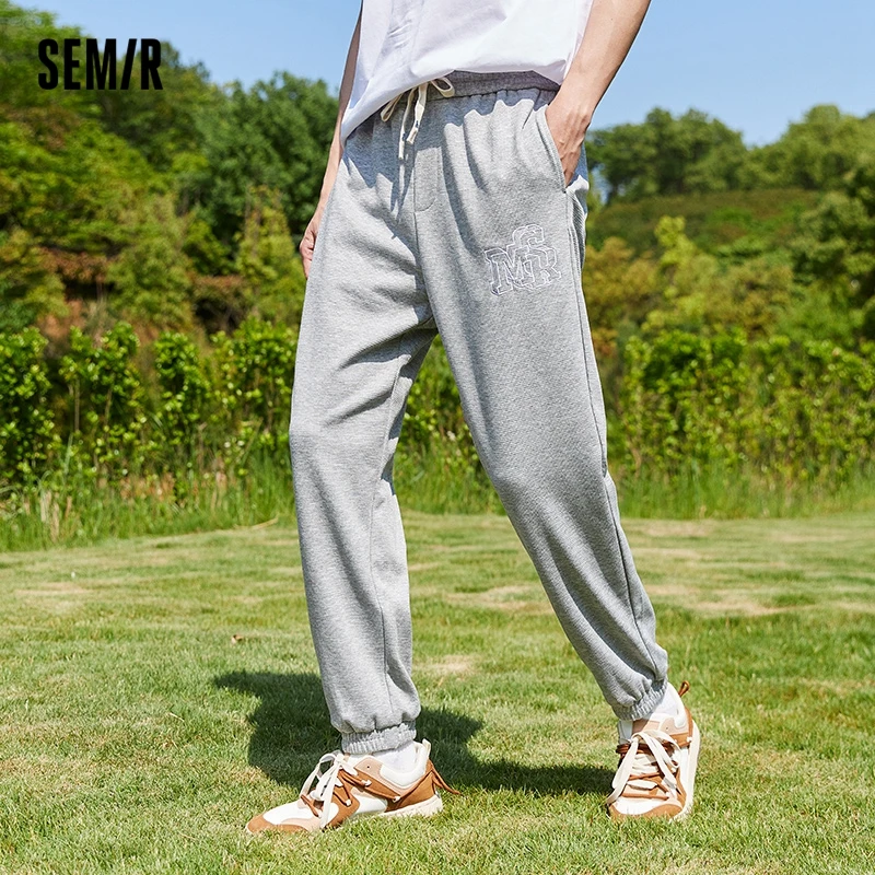 

Semir Casual Pants Men Waffle Letter Embroidery 2024 Summer New Elastic Leggings Man Personalized Fashion Pants