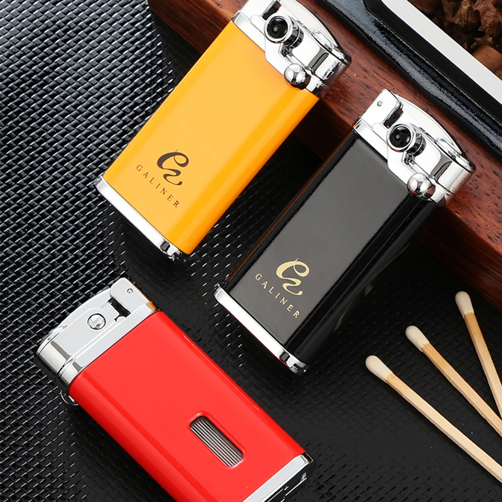 

GALINER Cigar Lighter Metal Windproof Vintage Smoking Lighter 1 Jet Flame Gas Refillable Gift Box