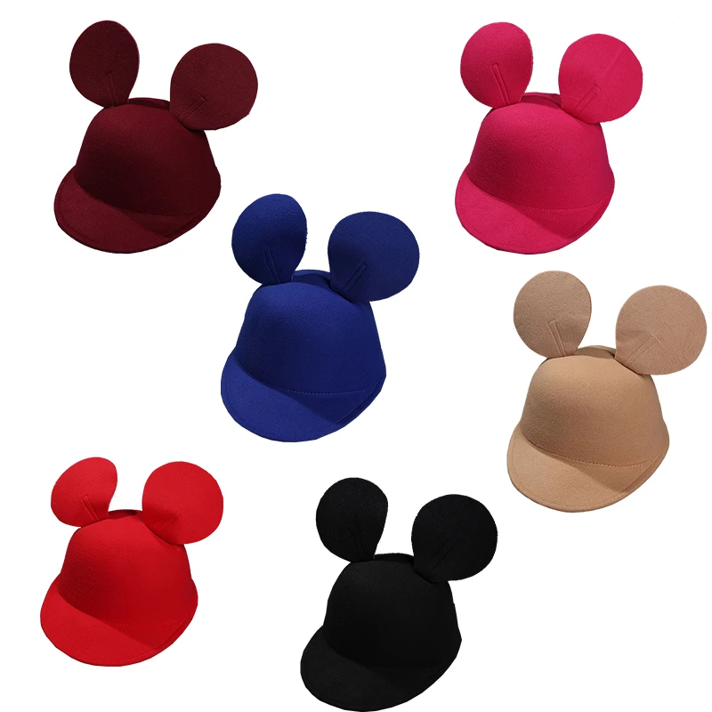 Disney Mickey Big Ears Solid Color Hat Women Classic Minnie Baseball Cap Girls Cartoon Fashion Unisex Headgear Kids Casual Gifts