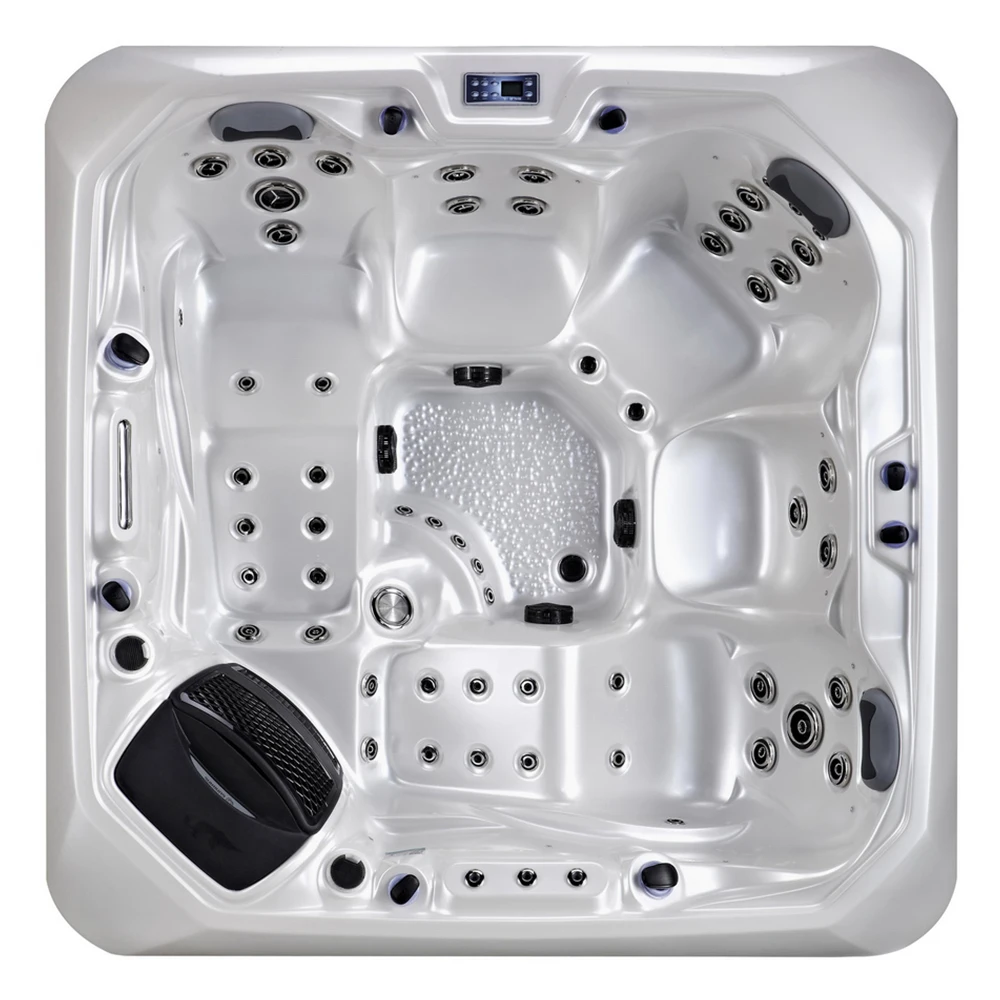 SR805A 5 Person Modern Garden Freestanding Acrylic Hot Tub 61 Massage Jets Square Balboa Control Outdoor Wellness Spa