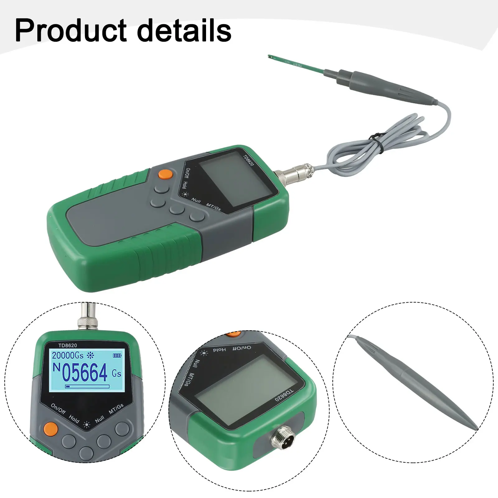 Handheld Digital Gauss Meter with Probe High Precision TD8620 Gaussmeter Tester for Magnetic Flux Density Measurement