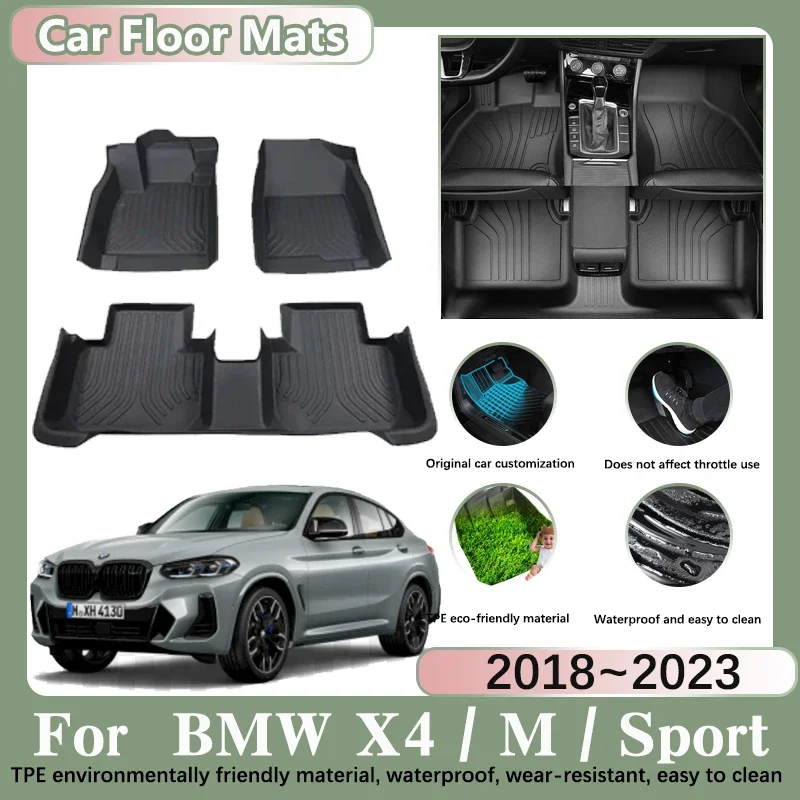 

Car Floor Mat for BMW X4 G02 M Sport 2018~2023 Auto Foot Pads Custom Liner Waterproof Covers Dirt-resistant Car Mats Accessories