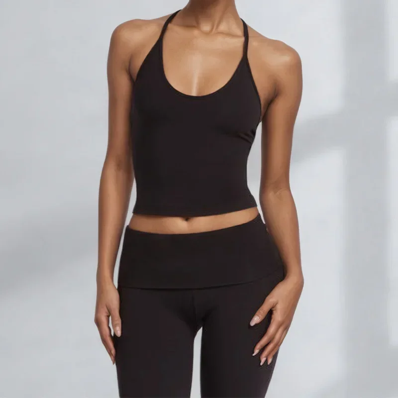 

2 Pieces Yoga Set Gym Set Workout Clothes for Women High Waist Bell-bottoms Sports Bra Suit Female Clothing Women Tracksuit Vest