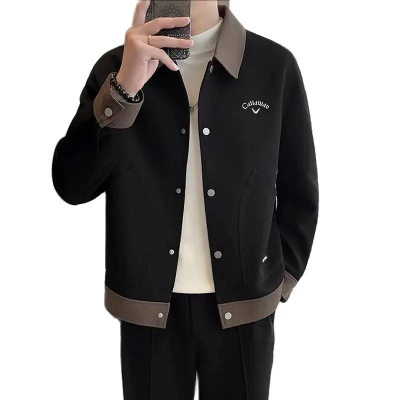 

명품 Korean Golf Clothing Men Casual Coat Autumn Golf Wear Men 2024 High Quality Golf Jacket Fashion Flip Collar Luxury New Jacket