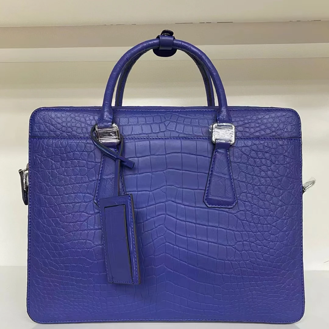 

2023 new color sky blue genuine crocodile leather skin briefcase men laptop bag luxury aligator leather skin men business bag